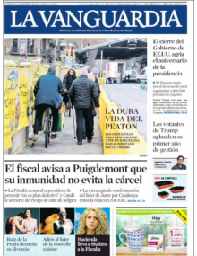 Portada de 'La Vanguardia' per aquest diumenge