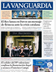 Portada del diari 'La Vanguardia'