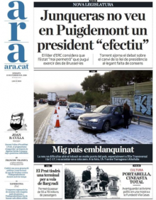 Portada d'aquest dimarts del diari 'Ara'