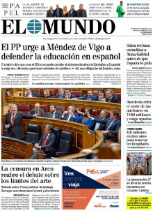 La portada de El Mundo el 22 de febrer
