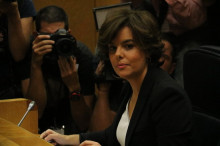 La vicepresidenta del govern espanyol, Soraya Sáenz de Santamaría, a la comissió del Senat que aprova el 155