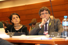 El líder de JxCat, Carles Puigdemont, i l'exdiputada de la CUP Anna Gabriel