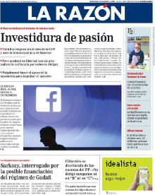 La portada de La Razón el 21 de març