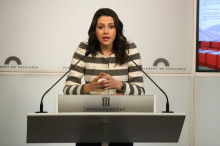 La líder de Cs, Inés Arrimadas, en roda de premsa al Parlament