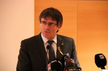 Carles Puigdemont en roda de premsa a Hèlsinki, Finlàndia