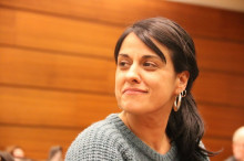 L'exdiputada de la CUP Anna Gabriel, durant una conferència sobre drets humans al Palau de l'ONU