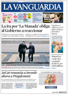 Portada de 'La Vanguardia' d'aquest dissabte