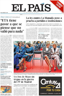 Portada de El País el 3 de maig