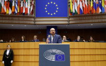 El primer ministre belga, Charles Michel, durant un debat al Parlament Europeu, a Brussel·le