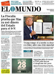Portada de El Mundo el 9 de maig
