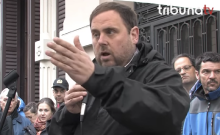 Junqueras durant l'acte d'homenatge als germans Badia en el 77è aniversari del seu assassinat