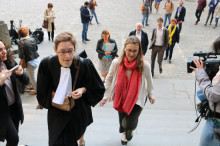 La consellera destituïda pel govern espanyol Meritxell Serret a l'arribada a la vista judicial al Palau de Justícia de Brussel·les el 16 de maig del 2018