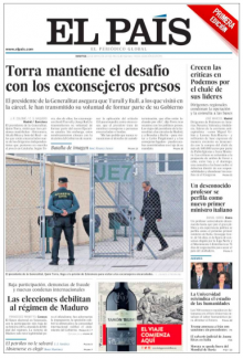 Portada d''El País' d'aquest dimarts