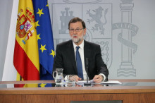 El president del govern espanyol, Mariano Rajoy, en roda de premsa a La Moncloa