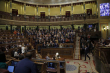 Mariano Rajoy abandona l'estrada del Congrés dels Diputats després de l'última intervenció al debat d'investidura del 31 d'agost del 2016