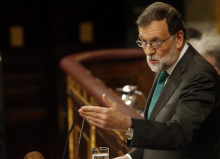 El president del govern espanyol, Mariano Rajoy, durant la seva intervenció en el debat de la moció de censura contra seu