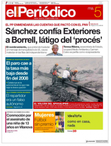 Portada de 'El Periódico' d'aquest dimarts