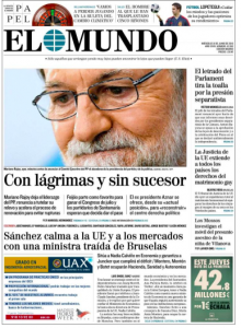 Imatge de la portada de 'El Mundo' d'aquest dimecres