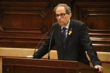 El president de la Generalitat, Quim Torra, al faristol del Parlament