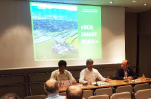 El vicepresident primer, Dionís Guiteras, amb el el president de l’Associació d’Iniciatives Rurals de Catalunya (ARCA), Carles Luz, i el director general del Centre Tecnològic i Forestal de Catalunya, Antoni Trasobares en la presentació de BCN Smart Rural