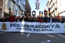 Capçalera de la manifestació a Barcelona, el 20 de gener