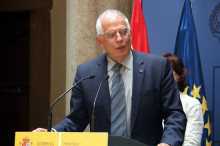 Pla mig del ministre Josep Borrell durant el seu discurs, el 7 de juny de 2018