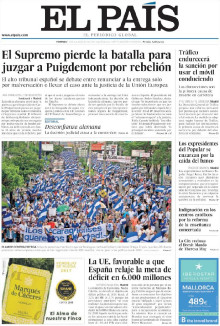 Portada de El País el 13 de juliol