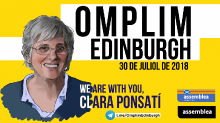 Cartell de l'ANC 'Omplim Edimburg' en suport a Clara Ponsatí