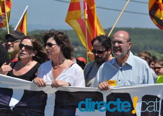 Les diputades d'Esquerra Teresa Jordà i Carme Capdevila i el Secretari General de CCOO Joan Carles Gallego