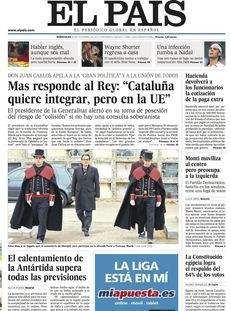 El País: "Mas respon al rei: 'Catalunya vol integrar, però a la UE'".