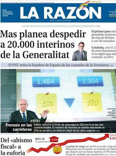 La Razón: "Mas té planejat acomiadar 20.000 interins de la Generalitat"