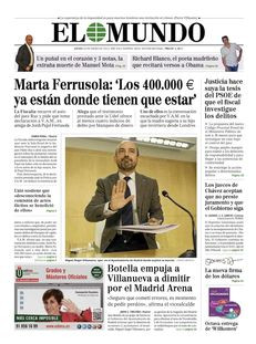 El Mundo: "Marta Ferrusola: 'Els 400.000 euros ja són on han de ser'" / "Unió sosté que 'desconeixent la comissió d'actes il·lícits se'n va beneficiar".
