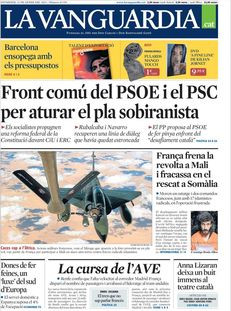 La Vanguardia: "Front comú del PSOE i el PSC per aturar el pla sobiranista"