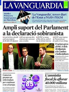 La Vanguardia: "Ampli suport del Parlament a la declaració sobiranista"