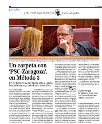 El Mundo acusa directament a José Zaragoza (PSC) de l’espionatge a Sánchez Camacho