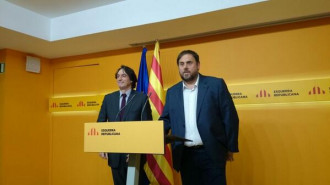 Jordi Portabella acompanyat de Oriol Junqueras anuncia que no es tornarà a presentar.
