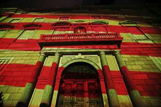 Projecció de la senyera al Palau de la Generalitat amb motiu de l'11S2014