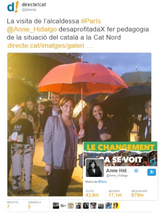 La visita de l’alcaldessa de París Anne Hidalgo a Barcelona desaprofitada per fer pedagogia de la situació del català a la Catalunya Nord