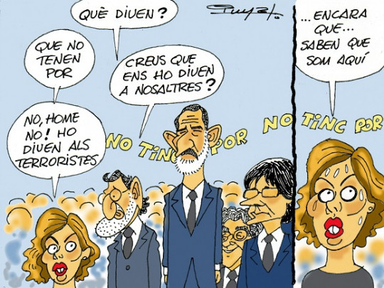 #0039 @somrepublica Felipe VI, Rajoy i Soraya de visita internacional a Barcelona segons el mestre #Puyal
