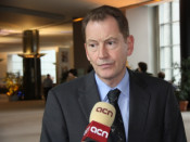 El president del grup ALDE a l'Eurocambra, Graham Watson, en una entrevista amb l'ACN a Brussel•les.