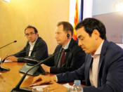 El president del Partit de l'Aliança dels Liberals i Demòcrates per Europa (ALDE), Graham Watso, acompanyat del secretari d'Organització de CDC, Josep Rull, en una imatge d'arxiu.