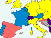 En blau i groc, els països de la UE que formen part de l'ens regulador de la patent europea. En vermell, Espanya i Croàcia, els únics d'Els 28 que no en formen part. En lila, països de fora de la Unió que usen la patent