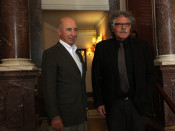 El president del Círculo Ecuestre, Alfonso Maristany, amb el número 2 d'ERC al Congrés, Joan Tardà, el 21 de juny de 2016
