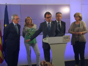 Artur Mas, Francesc Homs, Joana Ortega, Xavier Trias, Irene Rigau a la seu de CDC