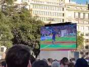 plaça catalunya, barcelona con la seleccion, espanyola, espanya