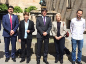Imatge de la trobada entre Puigdemont, Anglada, Badia i Royo, i els diputats suïsos