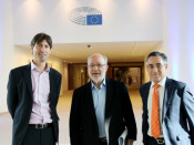 Josep Maria Terricabras, Jordi Solé i Ramon Tremosa al Parlament Europeu, a Brussel·les