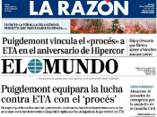 Les portades d'avui d'El Periódico, La Razón i El Mundo
