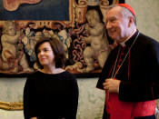 Santamaria amb el Secretari d'Estat del Vaticà, el cardenal Pietro Paroli