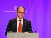 Pla mig del conseller de la Presidència i portaveu del Govern, Jordi Turull, en la roda de premsa posterior al Consell Executiu